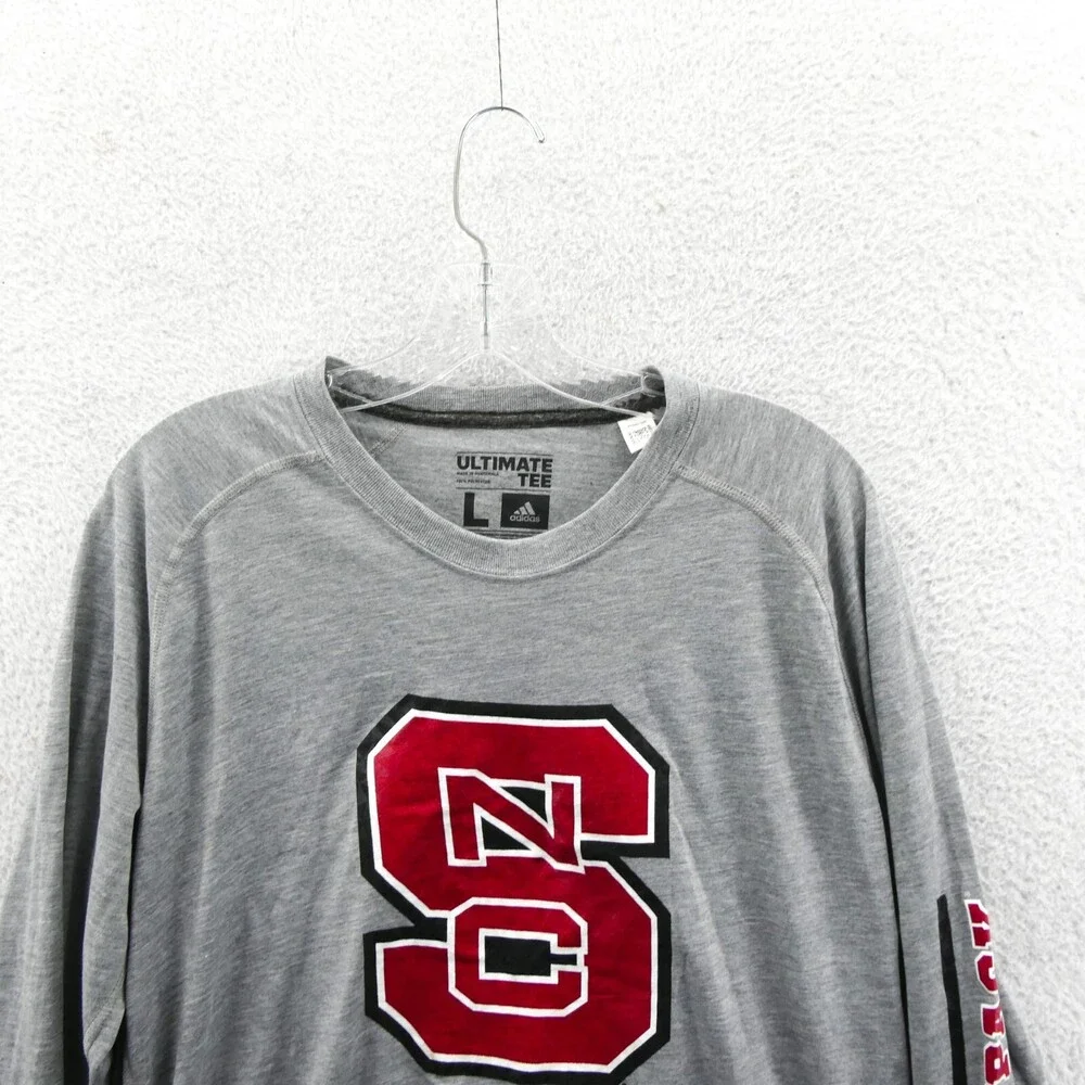 NC State Wolfpack Shirt Mens‎ Large Gray Long Sleeve Adidas College NCAA Tee New